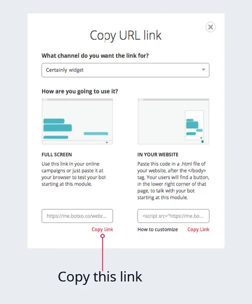 URL link to your bot | Certainly Knowledge Base